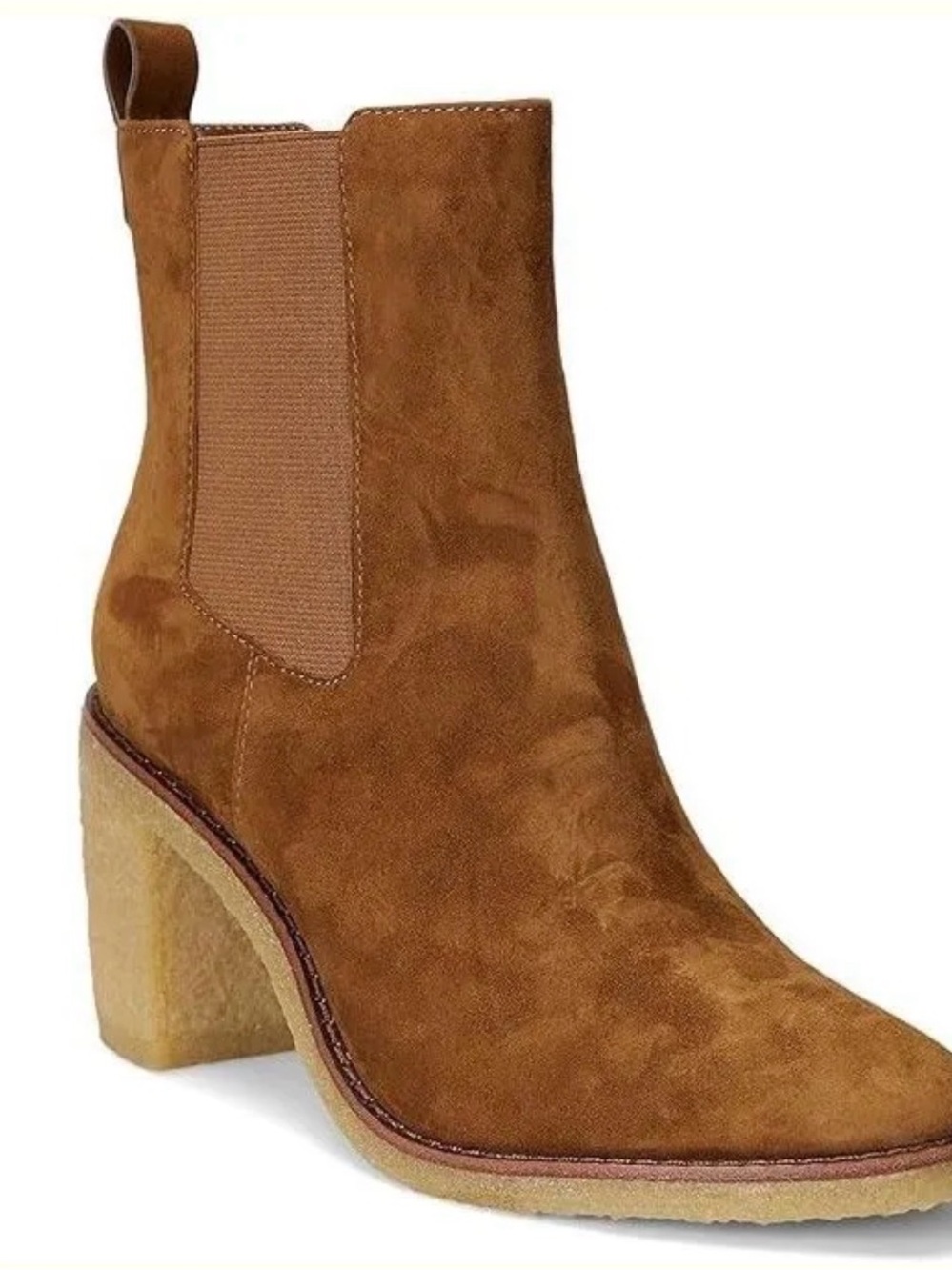 Lauren Ralph Lauren Chestnut Suede Chelsea Block Heel Booties